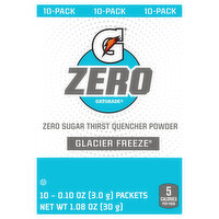 Gatorade Thirst Quencher Powder, Zero Sugar, Glacier Freeze, 10 Pack - 10 Each 