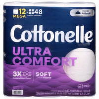 Cottonelle Toilet Paper, Mega Roll, 2-Ply - 12 Each 