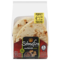 Stonefire Naan, Garlic, Mini - 4 Each 