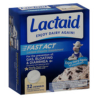 Lactaid Lactase Enzyme Supplement, Fast Act, Chewables, Vanilla Twist Flavor - 32 Each