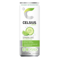 Celsius Sparkling Water, Cucumber Lime - 12 Ounce 