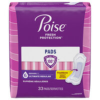 Poise Pads, Ultimate, Regular Length - 33 Each 