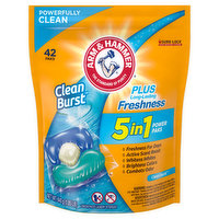 Arm & Hammer Laundry Detergent, Concentrated, Clean Burst, 5 in 1, Power Paks