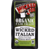 Wicked Joe Coffee, Organic, Whole Bean, Medium Dark Roast, Wicked Italian - 12 Ounce 