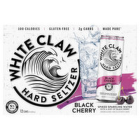 White Claw Hard Seltzer, Black Cherry, Spiked, 12 Pack