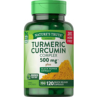 Nature's Truth Turmeric Curcumin Complex, Plus Black Pepper Extract, 500 mg, Quick Release Capsules - 120 Each 