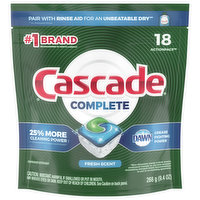 Cascade Dishwasher Detergent, Fresh Scent, ActionPacs - 18 Each 