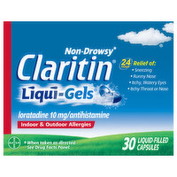 Claritin Indoor & Outdoor Allergies, Non-Drowsy, 10 mg, Liqui-Gels - 30 Each 
