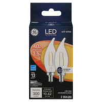 GE Light Bulbs, LED, Decorative, Soft White, 3.5 Watts - 2 Each 