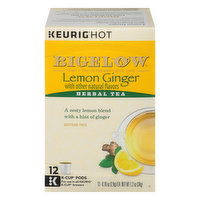 Bigelow Herbal Tea, Lemon Ginger, K-Cup Pods - 12 Each 