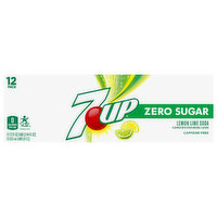 7-UP Soda, Zero Sugar, Caffeine Free, Lemon Lime Flavored, 12 Pack