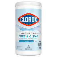 Clorox Wipes, Compostable, Free & Clear - 75 Each