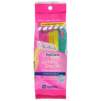 TopCare Razors, Twin Blade, Disposable, 4 Color Variety Pack - 10 Each 