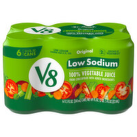 V8 100% Vegetable Juice, Original, Low Sodium - 6 Each 