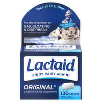 Lactaid Lactase Enzyme Supplement, Original, Caplets - 120 Each 