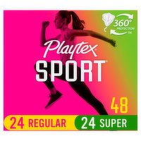 Playtex Tampons, Plastic Applicator, Regular/Super, Fragrance-Free - 48 Each 