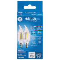 GE Light Bulbs, LED, HD Light, 5.5 Watts - 2 Each 