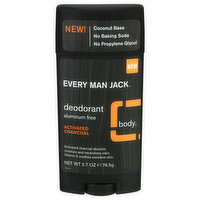 Every Man Jack Deodorant, Activated Charcoal, Body - 2.7 Ounce 