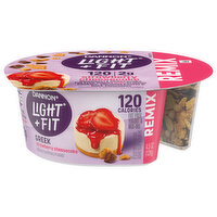 Dannon Yogurt & Mix-Ins, Strawberry Cheesecake, Fat Free, Greek, Remix - 4.5 Ounce 