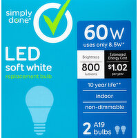 Simply Done Light Bulbs, LED, Soft White, 8.5 Watts