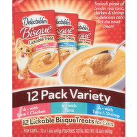 Delectables Lickable Bisque Treats, 12 Pack Variety - 12 Each 