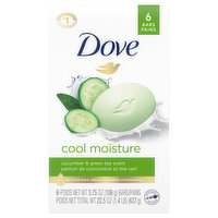 Dove Beauty Bar, Cool Moisture, Cucumber & Green Tea Scent - 6 Each