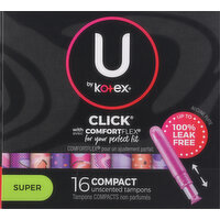 U by Kotex Tampons, Compact, Super, Unscented - 16 Each 