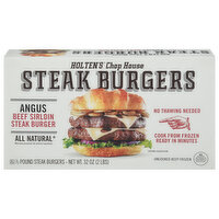 Holten's Chop House Steak Burgers, Angus, Beef Sirloin - 6 Each 