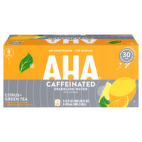 AHA Sparkling Water, Caffeine, Citrus + Green Tea, 8 Pack - 8 Each 