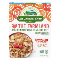 Cascadian Farm Cereal, Organic, Cinnamon Crunch - 9.2 Ounce 