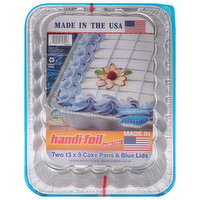 Handi-Foil Cake Pans & Blue Lids, 13 x 9