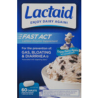 Lactaid Lactase Enzyme Supplement, Fast Act, Caplets - 60 Each 