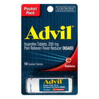 Advil Ibuprofen, 200 mg, Coated Tablets, Pocket Pack - 10 Each 