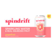 Spindrift Sparkling Water, Grapefruit, Unsweetened - 8 Each 