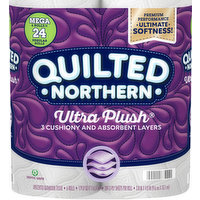 Quilted Northern Ultra Plush Bathroom Tissue, Unscented, Mega Rolls, 3-Ply - 24 rolls