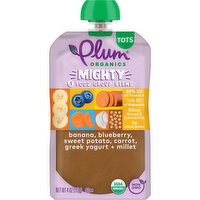 Plum Organics Mighty 4 Banana, Blueberry, Sweet Potato, Carrot, Greek Yogurt + Millet 4oz Pch