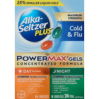 Alka-Seltzer Plus Cold & Flu, Maximum Strength, Day/Night, Liquid Gels - 24 Each 