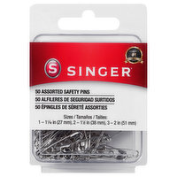 Singer Safety Pins, Assorted - 50 Each 