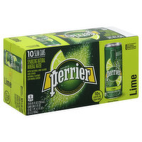 Perrier Sparkling Water, Natural Mineral, Lime, Slim Can - 10 Each 