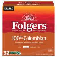 Folgers Coffee, Medium, 100% Colombian, K-Cup Pods - 32 Each
