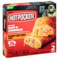 Hot Pockets Ham & Cheddar, Hickory, Crispy Buttery Crust, 2 Pack