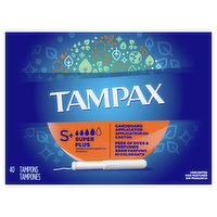 Tampax Tampons, Cardboard Applicator, Super Plus, Unscented - 40 Each 