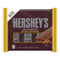 Hershey's Candy Bars, Milk Chocolate, with Whole Almonds, Full Size - 6 Each 