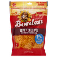 Borden Finely Shredded Cheese, Sharp Cheddar - 8 Ounce