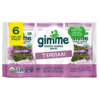 gimMe Seaweed Snacks, Roasted, Organic, Teriyaki, 6 Value Pack - 6 Each 