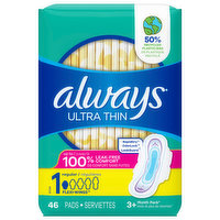 Always Pads, Ultra Thin, Flexi-Wings, Regular, Size 1, MonthPack - 46 Each 