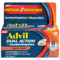 Advil Back Pain, Dual Action, Caplets - 72 Each
