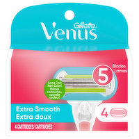 Gillette Cartridges, Extra Smooth, 5 Blades - 4 Each