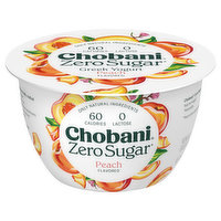 Chobani Yogurt, Greek, Nonfat, Zero Sugar, Peach Flavored