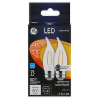 GE Light Bulbs, LED, Decorative, Soft White, 3.5 Watts - 2 Each 